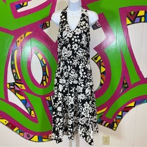 Clues Collections, Floral Halter Dress. Size 10. Open Back. Excellent condition!